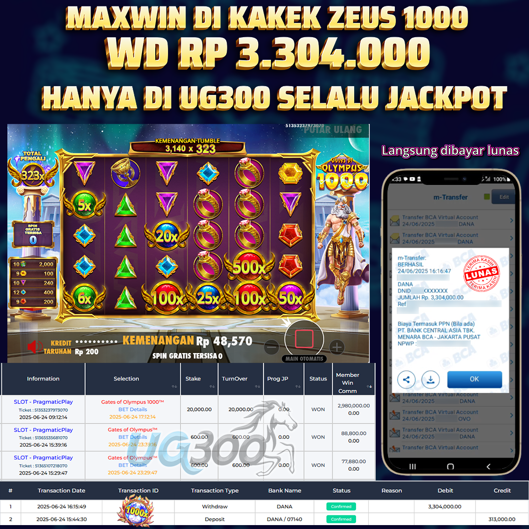 UG300 GATES OF OLYMPUS 1000 Rp.3,304,000- DI BAYAR TUNTAS